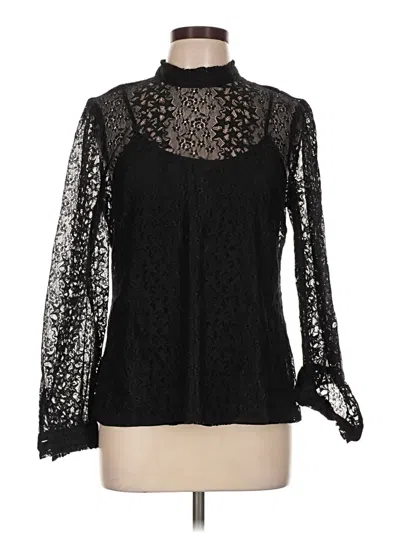 Pre-owned Modcloth Long Sleeve Blouse In Black