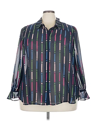 Pre-owned Modcloth Long Sleeve Blouse In Blue