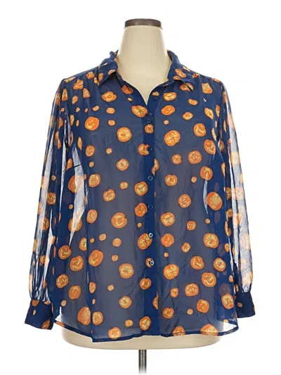 Pre-owned Modcloth Long Sleeve Blouse In Blue