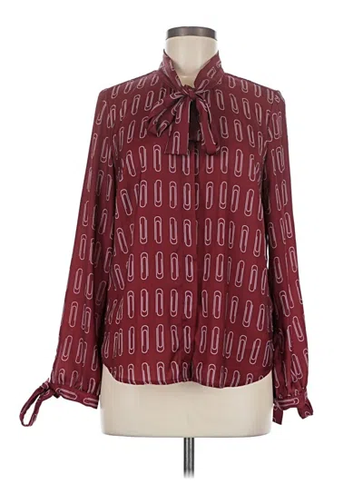 Pre-owned Modcloth Long Sleeve Blouse In Burgundy