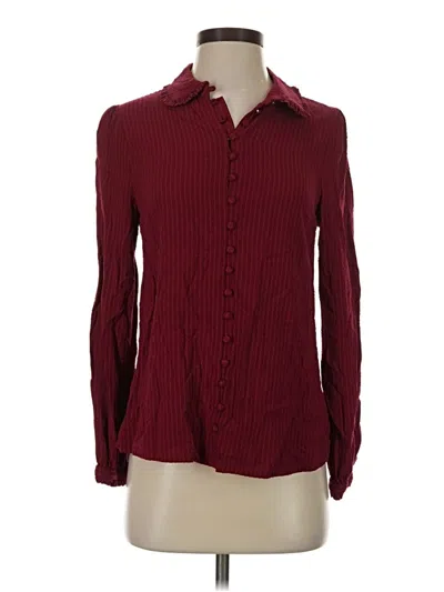 Pre-owned Modcloth Long Sleeve Blouse In Burgundy