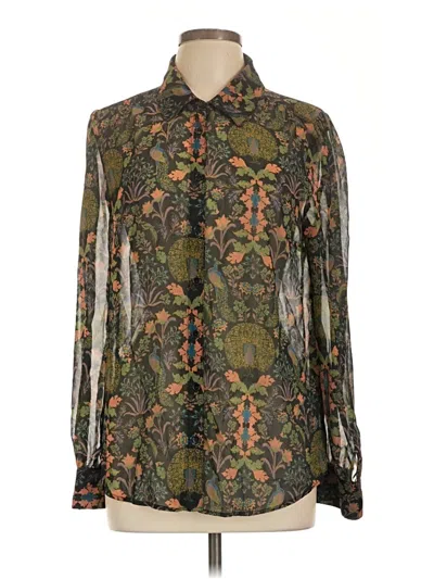 Pre-owned Modcloth Long Sleeve Blouse In Green