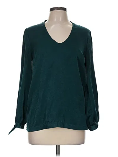 Pre-owned Modcloth Long Sleeve Blouse In Teal