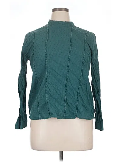 Pre-owned Modcloth Long Sleeve Blouse In Teal
