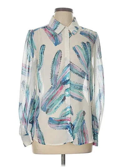 Pre-owned Modcloth Long Sleeve Blouse In White