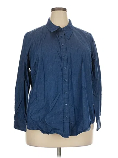 Pre-owned Modcloth Long Sleeve Button Down Shirt In Blue