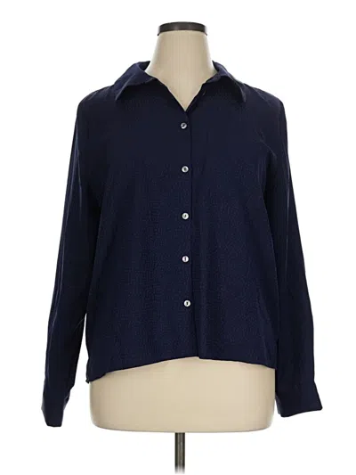 Pre-owned Modcloth Long Sleeve Button Down Shirt In Blue