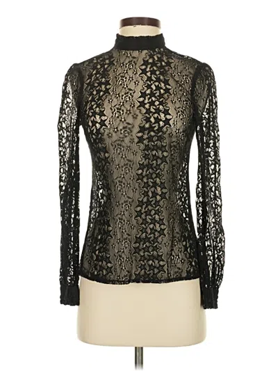 Pre-owned Modcloth Long Sleeve Top Black Mock Neckline Tops