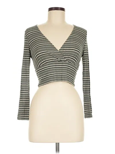 Pre-owned Modcloth Long Sleeve Top Gray Sweetheart Neckline Tops