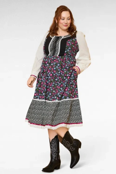 Modcloth Madilyn Vintage Inspired Cottagecore Midi Dress In Multi