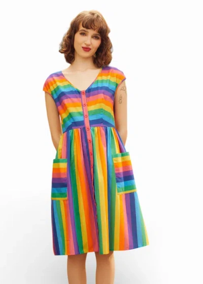Modcloth More Is More Rainbow Stripe Dress