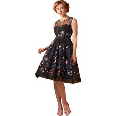 Modcloth Mystique Mirage Fit & Flare Party Dress In Blue