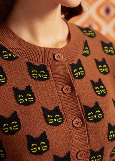 Modcloth Old Soul Classic Cardigan In Feline Groovy