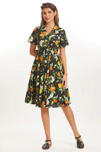 Modcloth Rustic Elegance Fit & Flare Shirt Dress In Citrus Grove