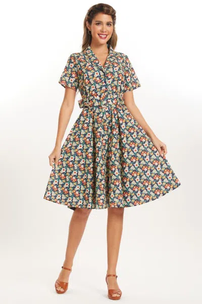 Modcloth Rustic Elegance Fit & Flare Shirt Dress In Midnight Floral