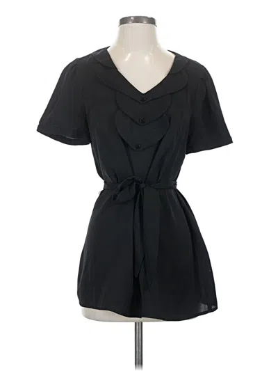 Pre-owned Modcloth Short Sleeve Blouse In Black