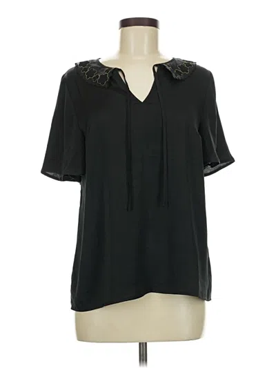 Pre-owned Modcloth Short Sleeve Blouse In Black