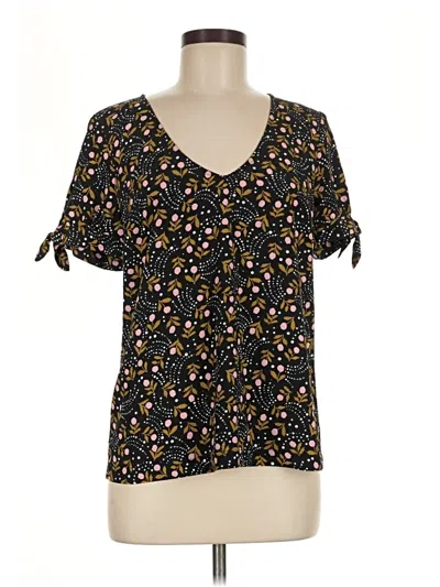 Pre-owned Modcloth Short Sleeve Blouse In Black