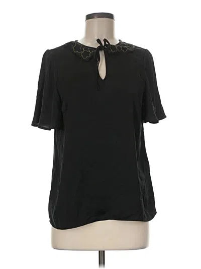 Pre-owned Modcloth Short Sleeve Blouse In Black