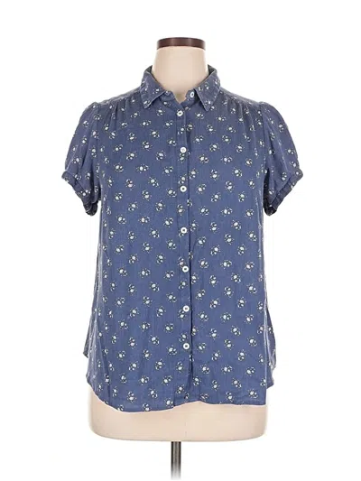 Pre-owned Modcloth Short Sleeve Blouse In Blue