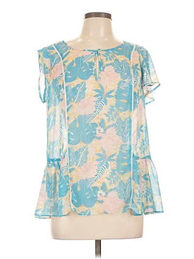 Pre-owned Modcloth Short Sleeve Blouse In Blue