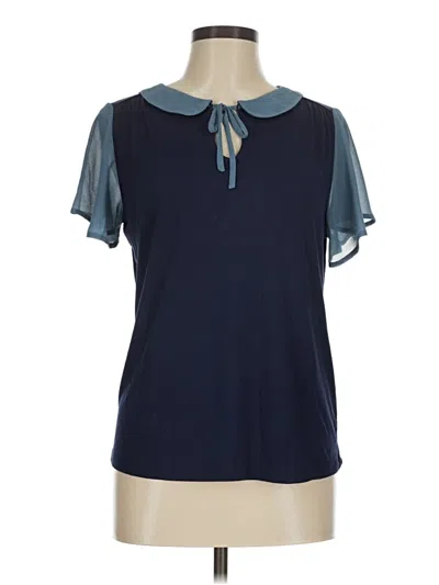 Pre-owned Modcloth Short Sleeve Blouse In Blue