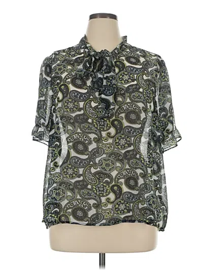 Pre-owned Modcloth Short Sleeve Blouse In Green
