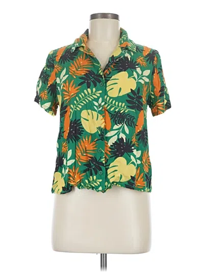 Pre-owned Modcloth Short Sleeve Blouse In Green