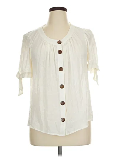 Pre-owned Modcloth Short Sleeve Blouse In Ivory
