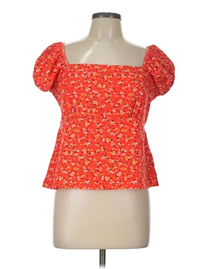 Pre-owned Modcloth Short Sleeve Blouse In Orange