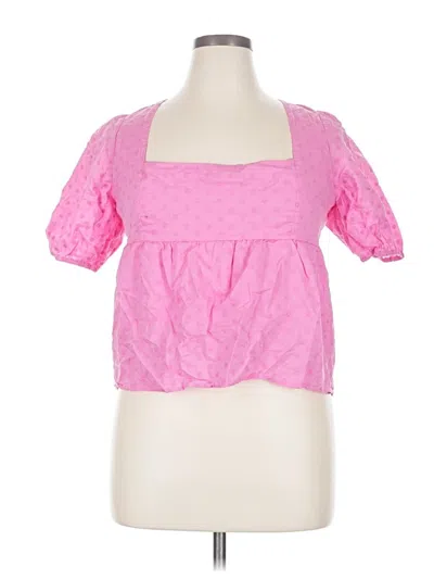 Pre-owned Modcloth Short Sleeve Blouse In Pink
