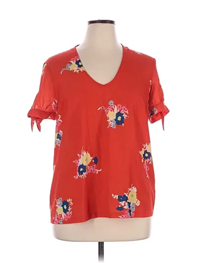 Pre-owned Modcloth Short Sleeve Blouse In Red