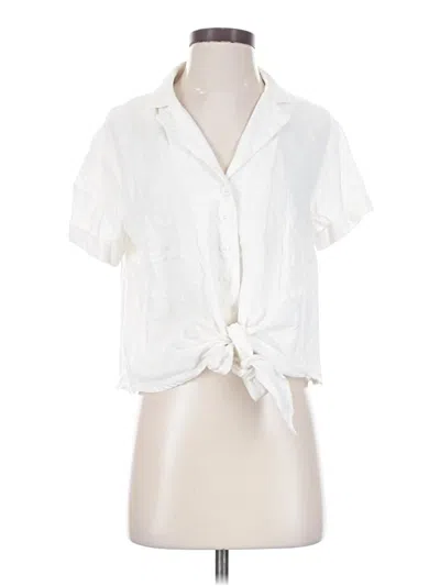 Pre-owned Modcloth Short Sleeve Blouse In White