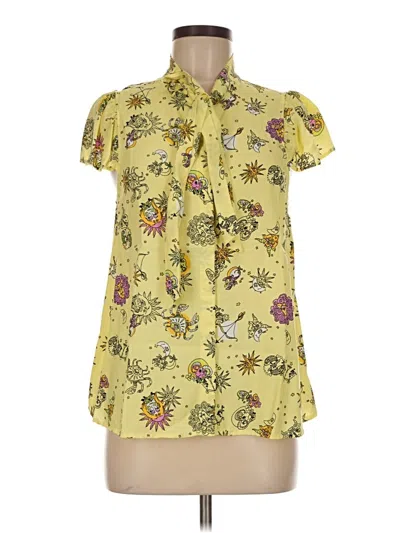 Pre-owned Modcloth Short Sleeve Blouse In Yellow