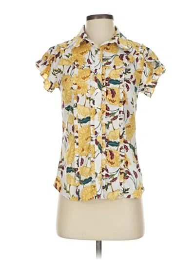 Pre-owned Modcloth Short Sleeve Blouse In Yellow