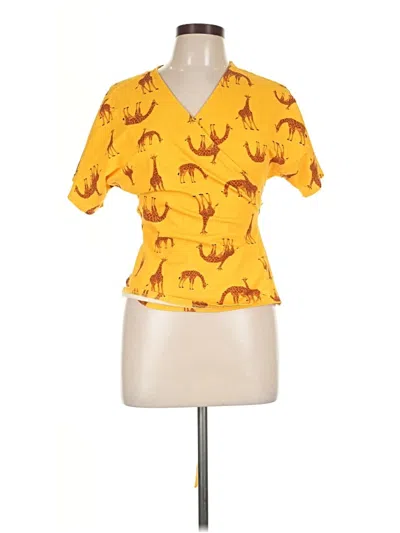 Pre-owned Modcloth Short Sleeve Blouse In Yellow