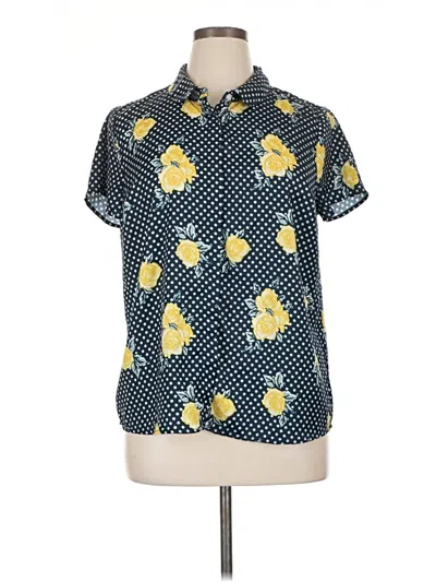 Pre-owned Modcloth Short Sleeve Button Down Shirt In Yellow