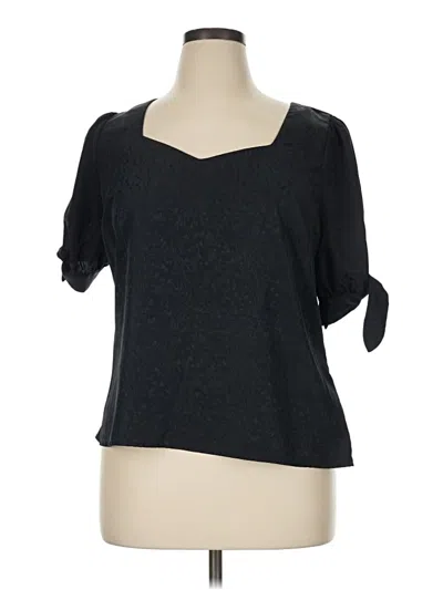 Pre-owned Modcloth Short Sleeve Top Black Sweetheart Neckline Tops