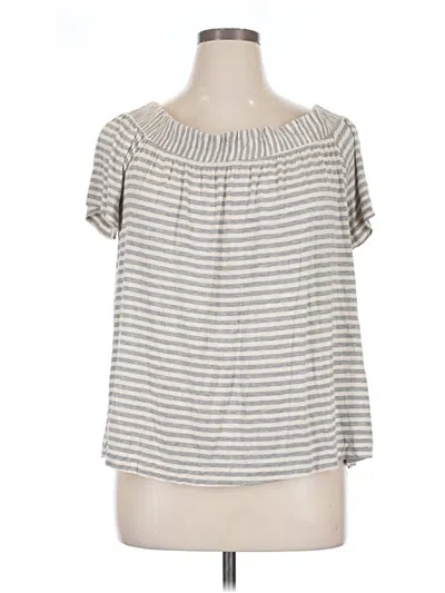 Pre-owned Modcloth Short Sleeve Top Gray Off The Shoulder Neckline Tops