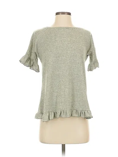 Pre-owned Modcloth Short Sleeve Top Green Ruffles Neckline Tops