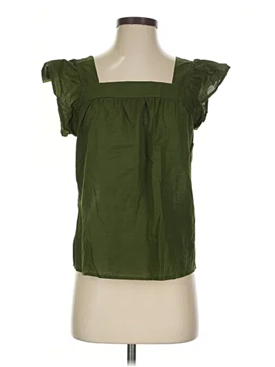 Pre-owned Modcloth Short Sleeve Top Green Square Neckline Tops