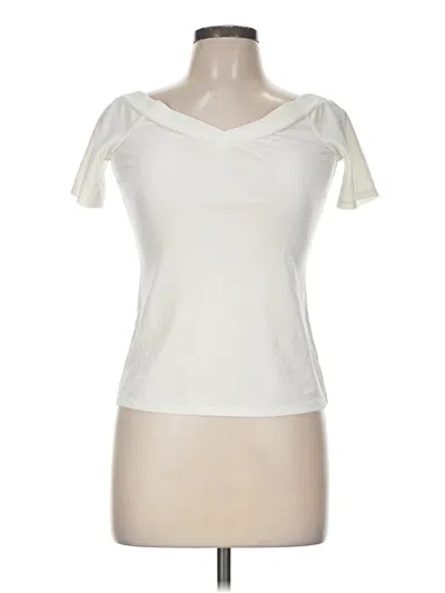 Pre-owned Modcloth Short Sleeve Top Ivory Cold Shoulder Neckline Tops