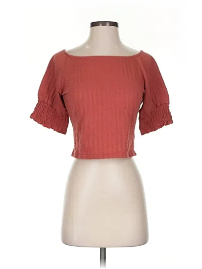 Pre-owned Modcloth Short Sleeve Top Red Sweetheart Neckline Tops
