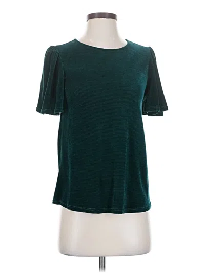 Pre-owned Modcloth Short Sleeve Top Teal Keyhole Neckline Tops