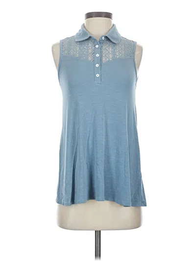 Pre-owned Modcloth Sleeveless Button Down Shirt In Blue