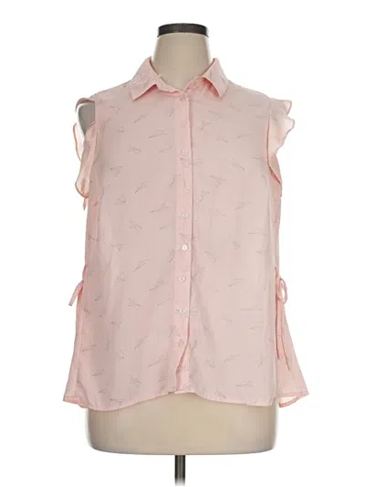 Pre-owned Modcloth Sleeveless Button Down Shirt In Pink