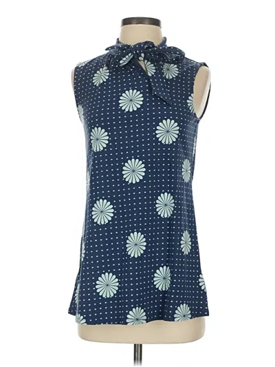 Pre-owned Modcloth Sleeveless Top Blue Collared Neckline Tops