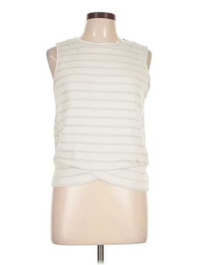 Pre-owned Modcloth Sleeveless Top Ivory Stripes Pattern Cowl Neck Tops