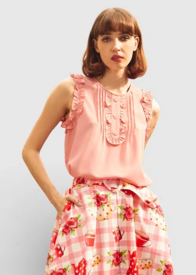 Modcloth Something Sweet Ruffle Top In Pink