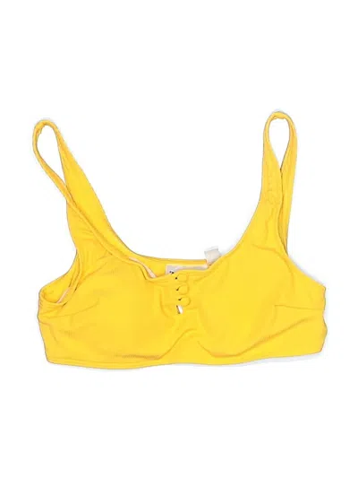 Pre-owned Modcloth Swimsuit Top Yellow Stripes Pattern Scoop Neck Swimwear